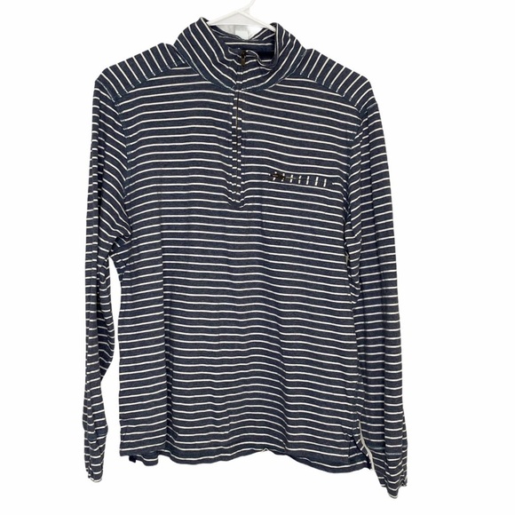 BILLS KHAKIS Blue Men’s Quarter Zip Striped Pullover Medium - Picture 1 of 5